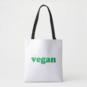 "vegan" green letters, white background tote bag