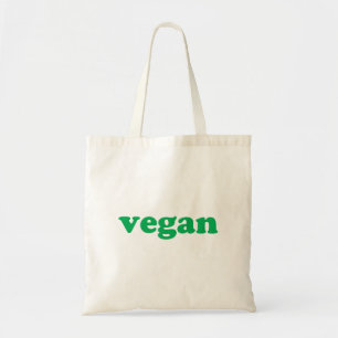 "vegan" green letters, white background tote bag