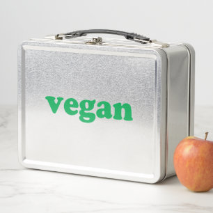 Vegan green modern typography metal lunch box