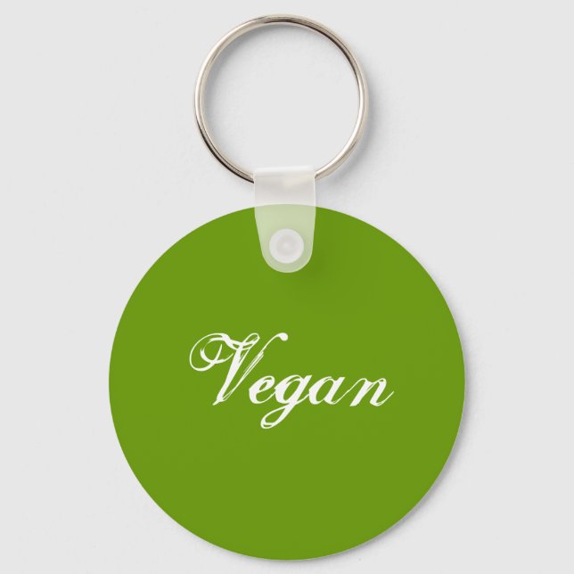Vegan. Green. slogan. custom Key Ring (Front)