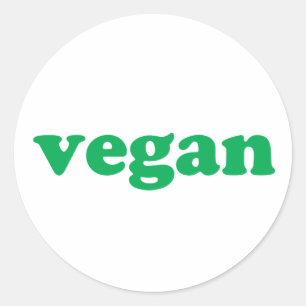 Vegan green white modern simple seal sticker label