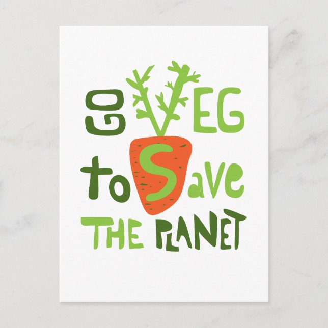 Vegan Hand Written Slogan With Carrot Postcard (Front)
