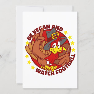 vegan happy thanksgiving turkey football invitation
