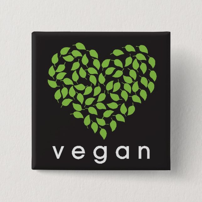 vegan heART 15 Cm Square Badge (Front)
