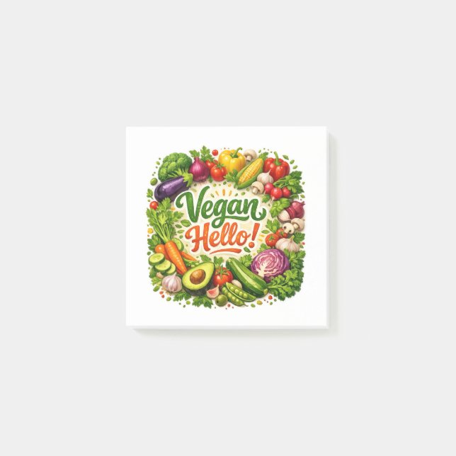 Vegan Hello Post‑It Notes  (Front)