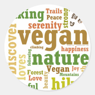 Vegan Hiker Hiking Word Cloud Classic Round Sticker