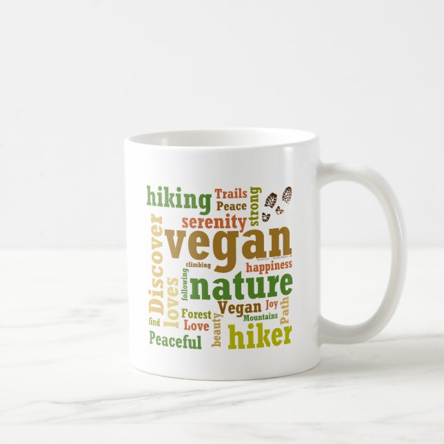 Vegan Hiker Hiking Word Cloud Coffee Mug (Right)