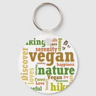 Vegan Hiker Hiking Word Cloud Key Ring