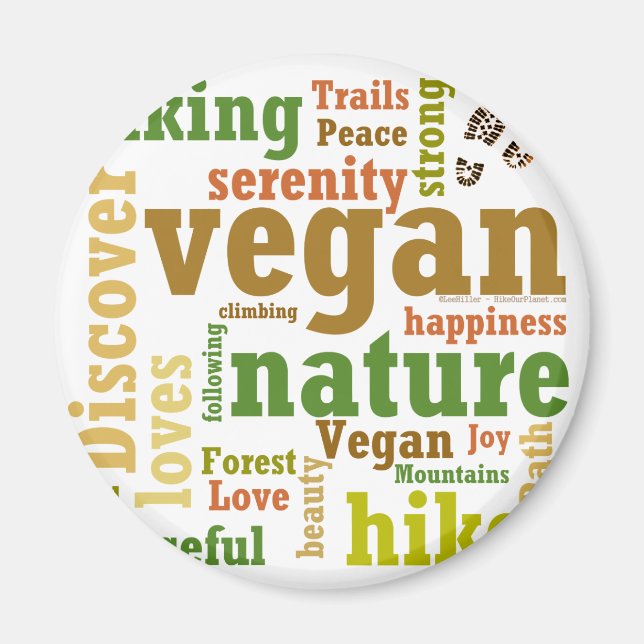 Vegan Hiker Hiking Word Cloud Magnet (Front)