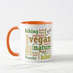 Vegan Hiker Hiking Word Cloud  Mug
