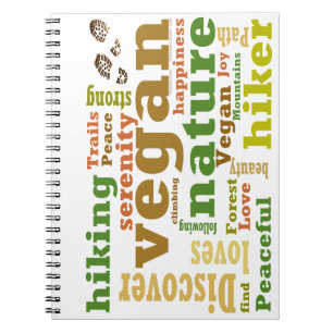 Vegan Hiker Hiking Word Cloud Notebook