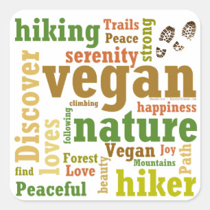 Vegan Hiker Hiking Word Cloud Square Sticker