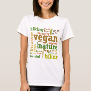 Vegan Hiker Hiking Word Cloud T-Shirt