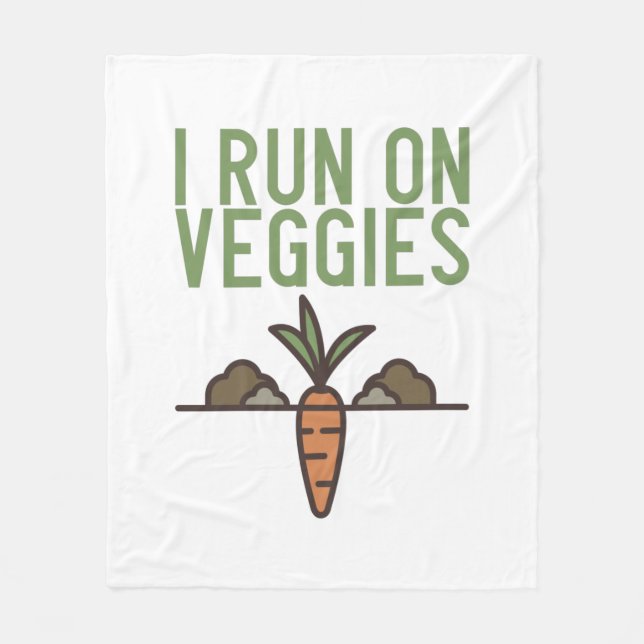 Vegan - I Run On Veggies Fleece Blanket (Front)