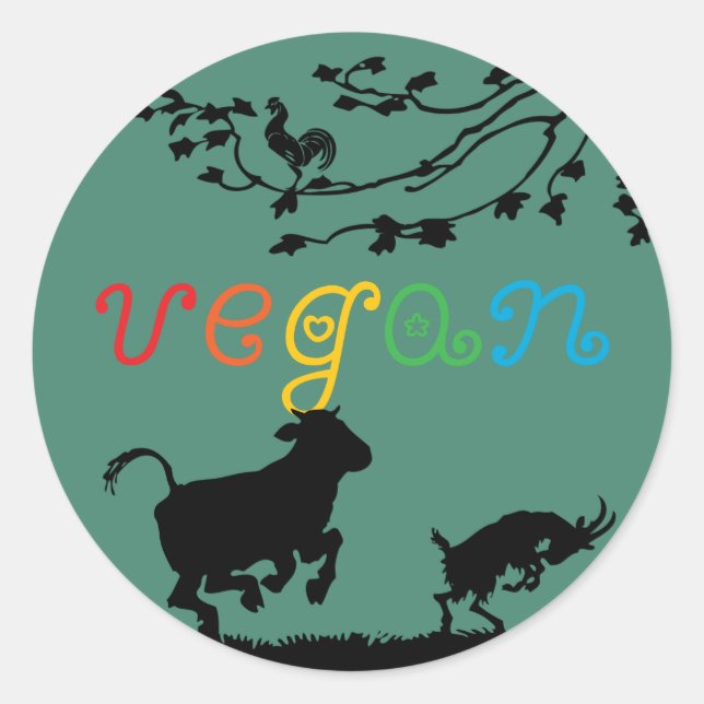 Vegan joy classic round sticker (Front)