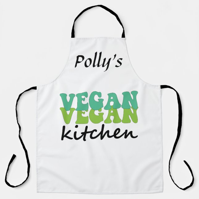 Vegan Kitchen. Cool Retro Lettering Apron (Front)