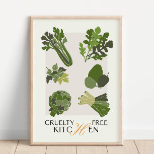 Vegan Kitchen Wall Art Cruelty Free Minimalist