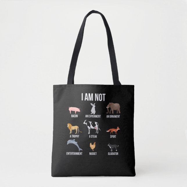 Vegan Life Statement Rescue Animal Rights Veggie Tote Bag (Front)