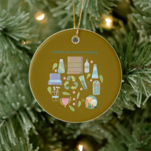 Vegan Lifestyle and Eco-Friendly Gift  Ceramic Ornament