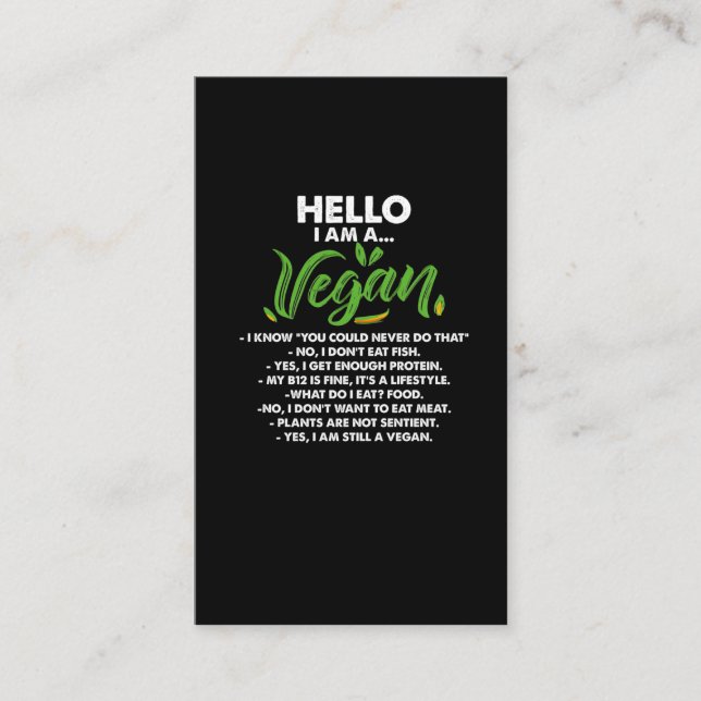 Vegan Lifestyle Statement Pro Vegan Activist Business Card (Front)