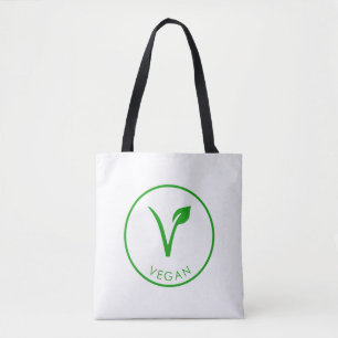 Vegan Logo Green Vegan Label Vegan Symbol Tote Bag