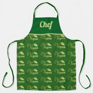 Vegan Logo Leaf Green & Gold Personalised Apron