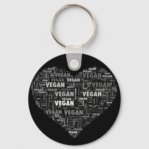 Vegan love heart design key ring
