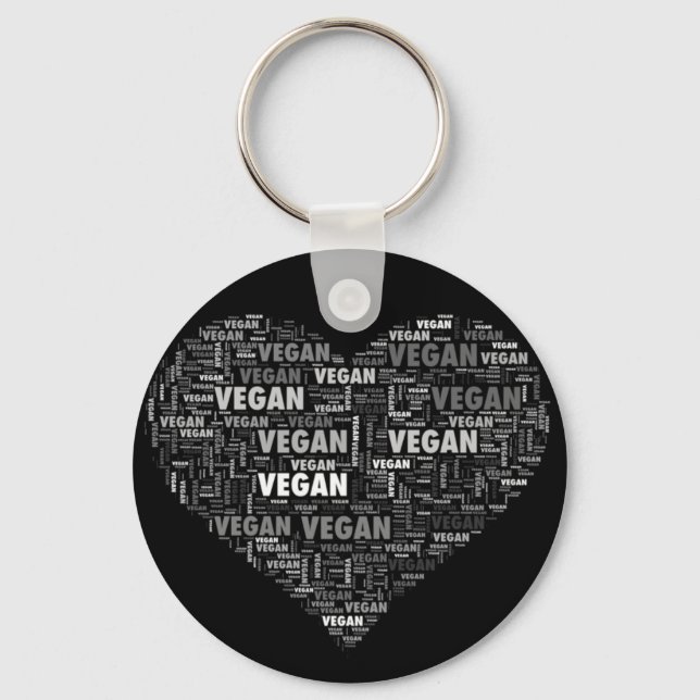 Vegan love heart design key ring (Front)