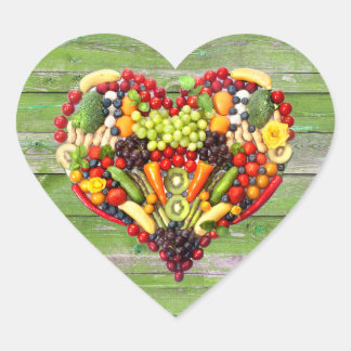 VEGAN LOVE -  your Heart Green Wood Heart Sticker