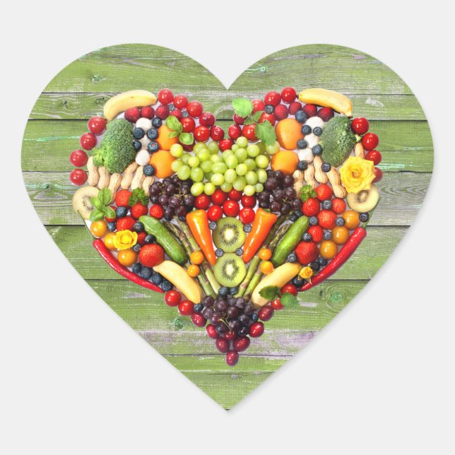 VEGAN LOVE -  your Heart Green Wood Sticker (Front)