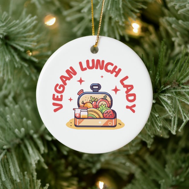 VEGAN LUNCH LADY’S CERAMIC ORNAMENT (Tree)