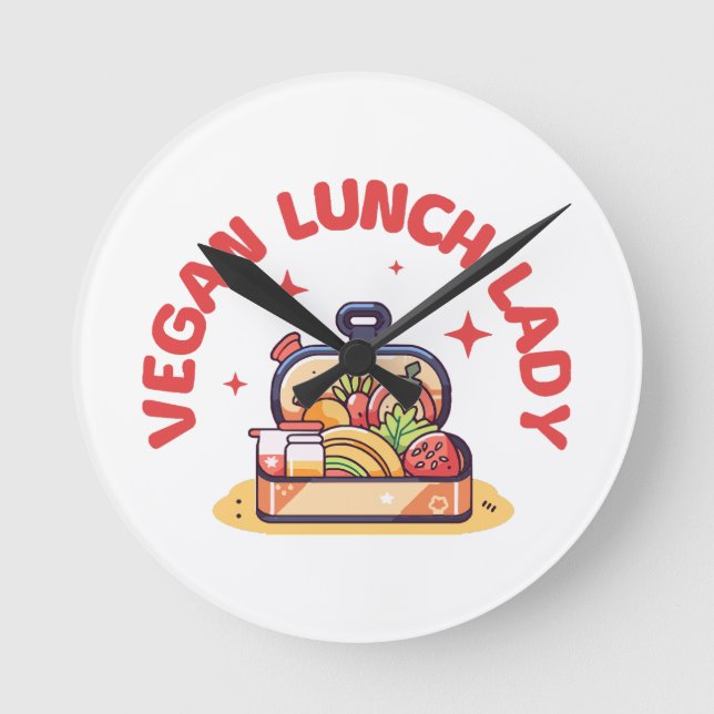 VEGAN LUNCH LADY’S ROUND CLOCK (Front)