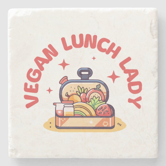 VEGAN LUNCH LADY’S STONE COASTER (Front)