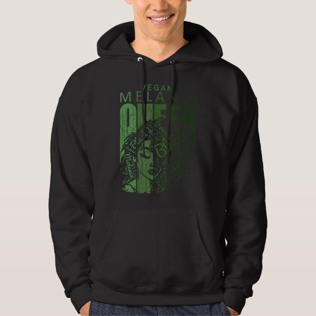 Vegan Melanin Queen Black Womans African American  Hoodie (Front)