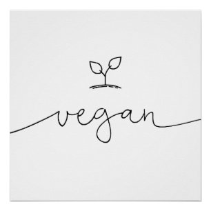 Vegan Minimalistic Custom Background Colour Poster