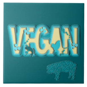 Vegan paper cut-out ceramic tile