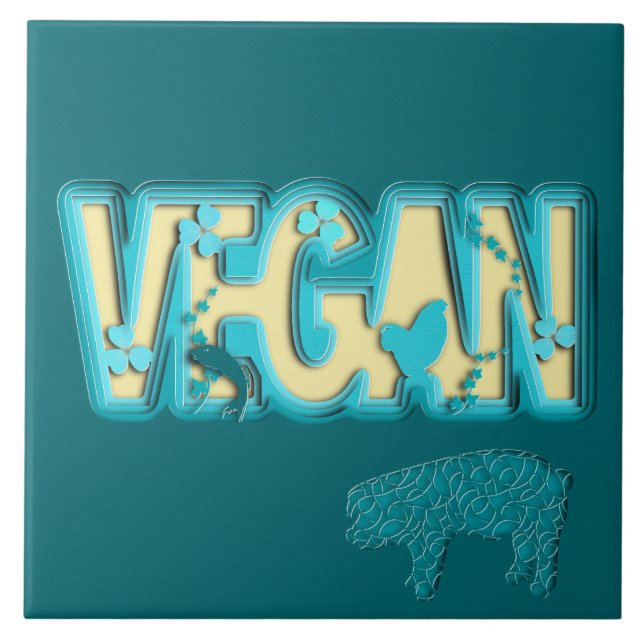 Vegan paper cut-out ceramic tile (Front)