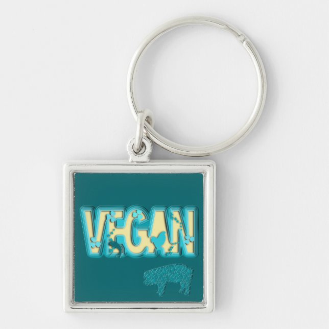 Vegan paper cut-out key ring (Front)