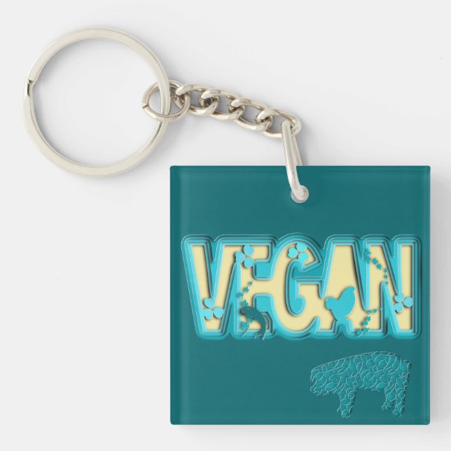Vegan paper cut-out key ring (Front)
