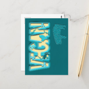 Vegan paper cut-out postcard