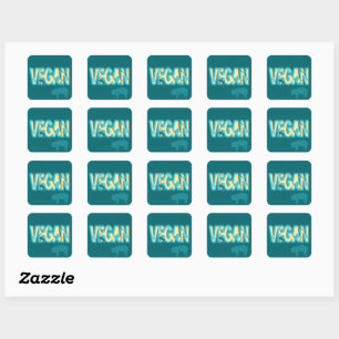 Vegan paper cut-out square sticker
