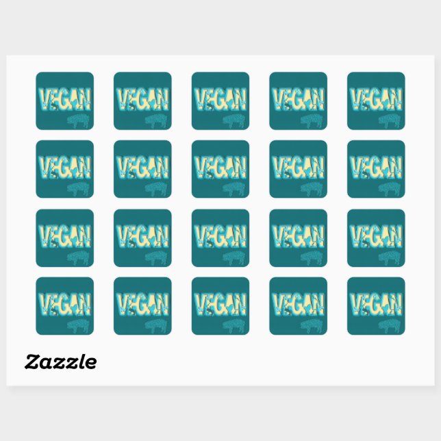 Vegan paper cut-out square sticker (Sheet)