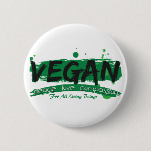 Vegan Peace Love Compassion 6 Cm Round Badge