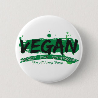 Vegan Peace Love Compassion 6 Cm Round Badge