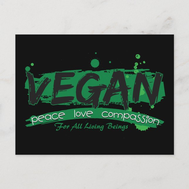 Vegan Peace Love Compassion Postcard (Front)