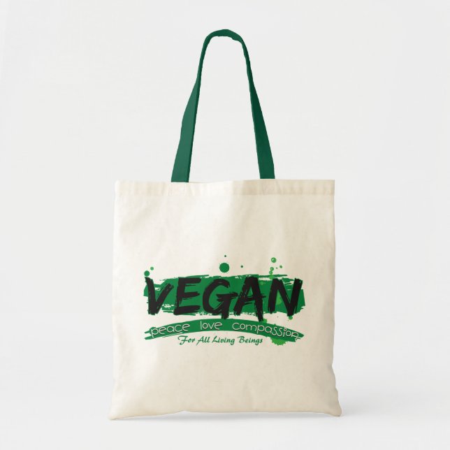 Vegan Peace Love Compassion Tote Bag (Front)