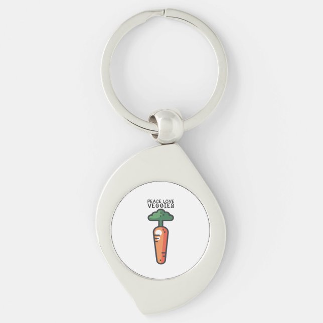 Vegan - Peace Love Veggies Key Ring (Front)