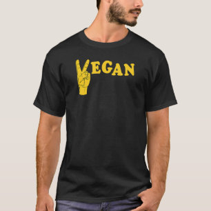 Vegan Peace Sign Symbol Hand Ethical Advocate Herb T-Shirt