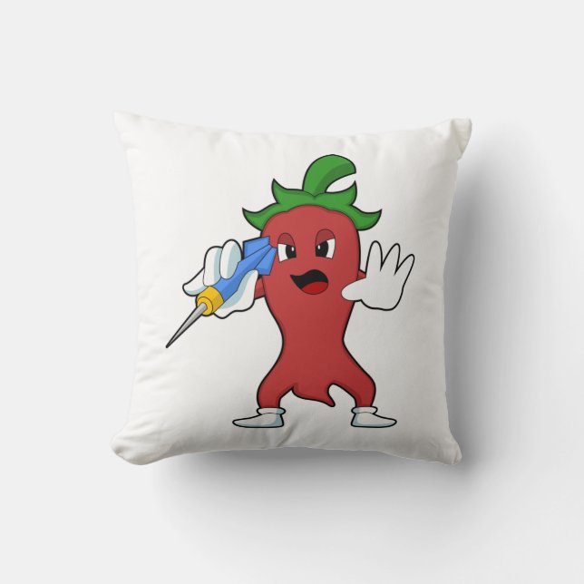 Vegan Pepper at Darts with Dart.PNG Cushion (Front)