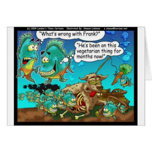 Vegan Pirahanas Funny Offbeat Cartoon Gifts